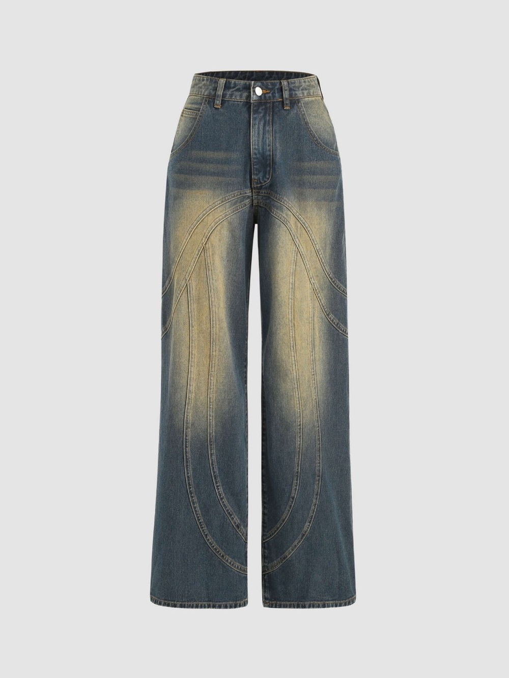 Cider Blue High-Waist Denim Jeans with Contrast Stitching